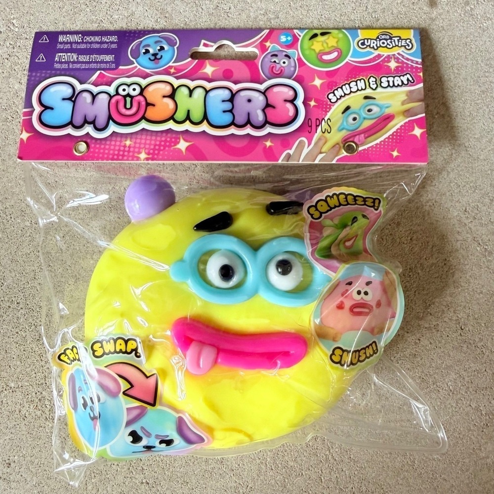 Smushers Face Swap Squeezy Fidget Toy Yellow Viral Squishy ORB Curiosities NEW